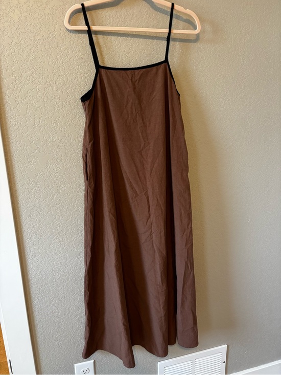 Velvet Dresses & Skirts - Velvet Brown Maxi Slip Dress with Black Trim